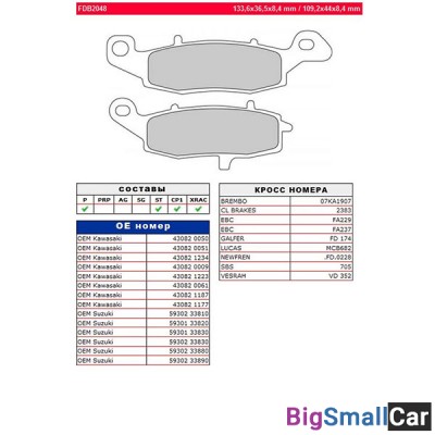 Тормозные колодки FERODO FDB2048P - купить Уфе
